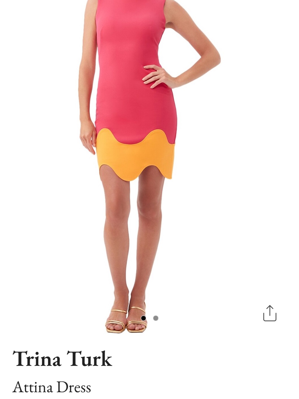 Trina Turk Hot Pink Sheath Dress with Orange Scallop Hem Sz 2 NWT